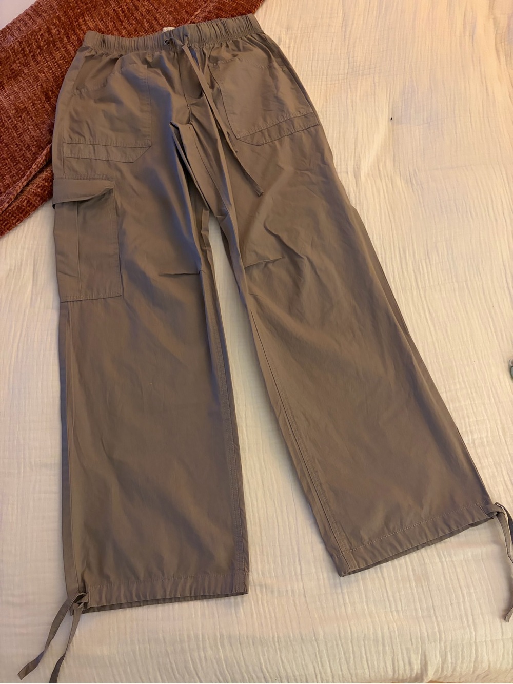 Happily Grey Cargo Drawstring Pants — Taupe greenish
